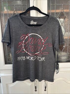 Lucky Brand David Bowie 1978 World Tour Gray Short Sleeve Graphic Tee